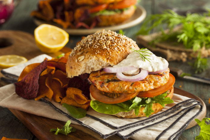 Homemade Organic Salmon Burger