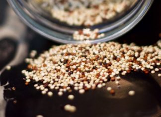 Jar of quinoa spilled out