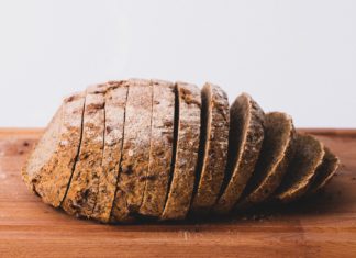 Homemade bread sliced evenly