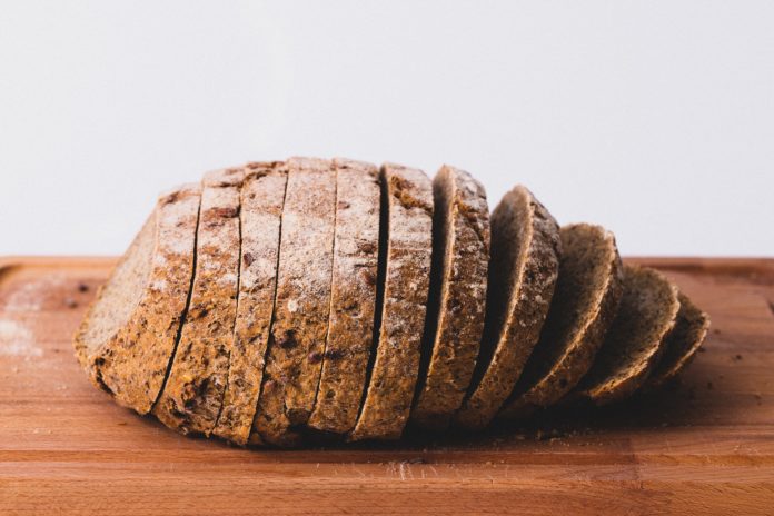 Homemade bread sliced evenly