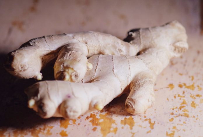 Unpeeled ginger root