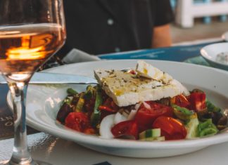 Greek salad with tomatoes and feta cheese