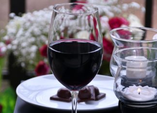 Red wine with dark chocolate