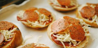 Pizza Bagels with cheese and pepperoni