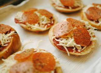 Pizza Bagels with cheese and pepperoni