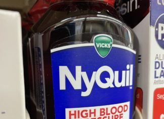 Grocery store medicine section Nyquil cough syrup