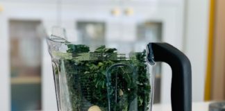 Blender with ingredients