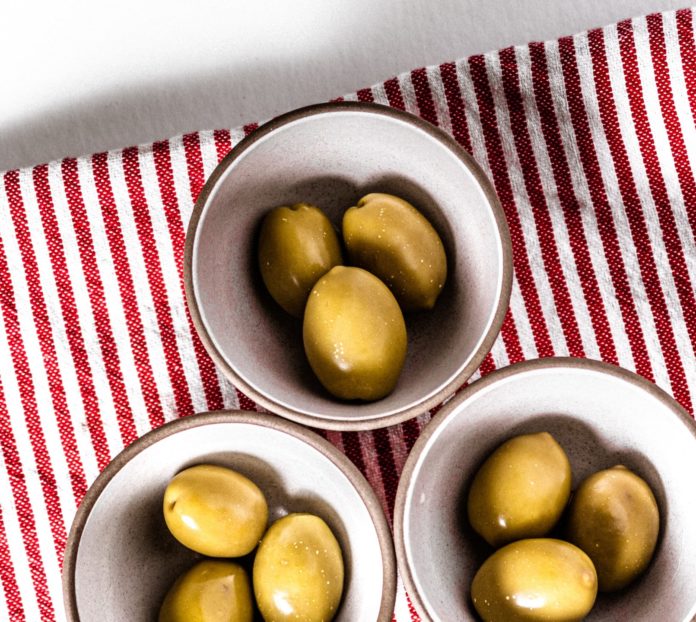 Olives in dishes
