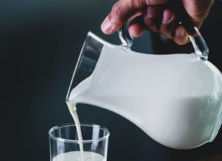 Pouring milk into glass