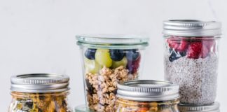 Glass jars with food