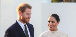 Prince Harry and Meghan Duchess of Sussex attend a reception in 2019