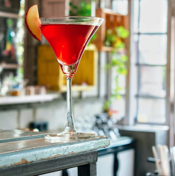 Manhattan cocktail in a margherita glass