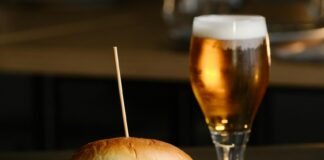 Burger and a glass of beer
