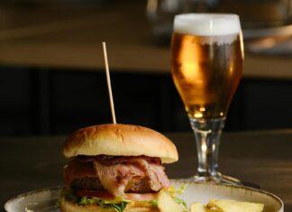 Burger and a glass of beer